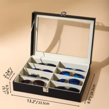 8 Slots Leather Multi Sunglasses Organizer For Women Men, Eyeglasses Eyewear Display Case, Jewelry Watch Organizer, Sunglasses Jewelry Collection Case, Sunglass Glasses Storage Holder Box - Đen và trắng - Xem 4