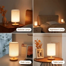 Modern Nordic Wooden Table Lamp USB Powered Night Light For Bedroom Lighting Gift Warm White Bedside Decor Kids - 杏色 - 查看 6