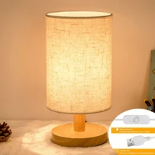 Modern Nordic Wooden Table Lamp USB Powered Night Light For Bedroom Lighting Gift Warm White Bedside Decor Kids - 杏色 - 查看 4