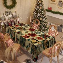 1/20pcs Christmas Tablecloth, Christmas Flowers, Floral Pattern Tablecloth, Durable And Easy To Clean Polyester Fabric - Rectangular Dining Table Coffee Table Decoration - Suitable For Family Gatherings, Offices, Restaurants Festive Atmosphere - Christmas Theme Design, Machine-Made Quality - Multicolor - View 6