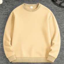Women's 100% Cotton Casual Plain Sweatshirt - Màu be - Xem 6