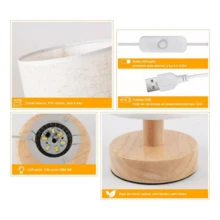 Modern Nordic Wooden Table Lamp USB Powered Night Light For Bedroom Lighting Gift Warm White Bedside Decor Kids - 杏色 - 查看 3