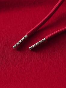 男士时尚百搭日常通勤像素风印花连帽衫，秋冬款 - 紅色 - 查看 3