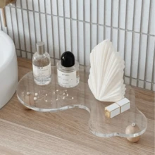 1 件创意云亚克力装饰托盘，极简主义，Ins 风格，不对称蜡烛和香水首饰架托盘，适用于家居装饰、珠宝、香水、香薰储存 - 無色 - 查看 10