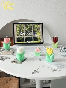 <一缕郁金香，一抹宁静>，1 支郁金香蜡烛装饰，郁金香形香薰蜡烛装饰，花卉美学石蜡大豆蜡香薰蜡烛礼物适合家庭卧室、生日、婚礼、春季复活节派对、礼物 - 多色 - 查看 6