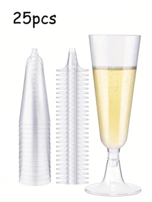 25 Stück 150ml/5oz Champagner Flöten, funkelnde Champagner Bar Becher, klare Sektgläser für Picknicks, Hochzeiten, Partys, Cocktail-Events und Outdoor-Feiern, elegant und einfach zu reinigen