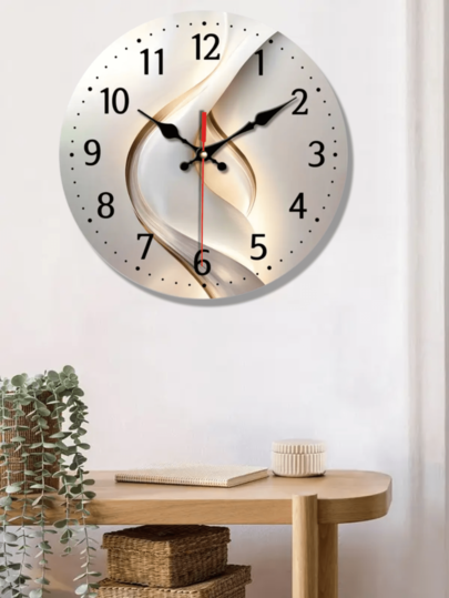 [Silent Wooden Wand Klok Moderne Abstract Geometric Art Verlichting Shadow Minimalist Silent out Ticking, Living Room, Bedroom, Office, Gallery ation, Home Ideal Birthday 10 12 Inches view 3