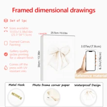 1 幅米色蝴蝶结墙面艺术画 Grandmillenial 美学帆布印刷画丝带海报复古蝴蝶结装饰适用于卧室、客厅或女孩房间装饰无框或带框 - 彩色 - 查看 7