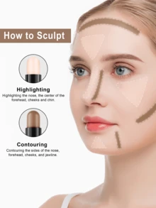 FV Waterproof Highlighter Stick - WarmTone Dual-Ended Highlighter & Contour Stick Brightens Nose Shadows Multi-Functional Contouring Stick Brand Beauty Makeup,Top Choicer Y2K Dreamy Fashion Ideal Pick Birthday & Party Gift Best Color Payoff - #04Natural-Medium - 查看 2