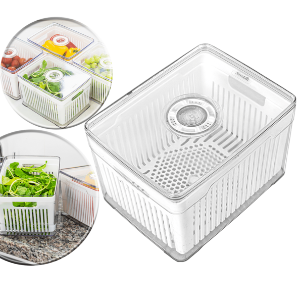 Amobox Organizador de Geladeira e Cozinha 3,8L – Cesto Plástico Acrílico para Frutas, Verduras e Alimentos