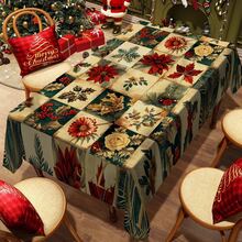 1/20pcs Christmas Tablecloth, Christmas Flowers, Floral Pattern Tablecloth, Durable And Easy To Clean Polyester Fabric - Rectangular Dining Table Coffee Table Decoration - Suitable For Family Gatherings, Offices, Restaurants Festive Atmosphere - Christmas Theme Design, Machine-Made Quality - Multicolor - View 2