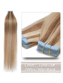 Kercsityn Tape In Human Hair 10-24 Inch Piano Color Hair Extensions Silky Straight Remy Human Hair Seamless Skin Weft Tape In Hair Extensions 20Pcs - S12/613 - View 11
