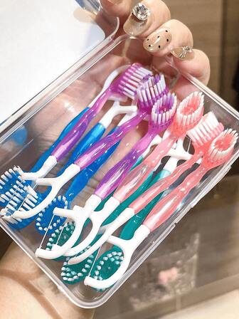 5/10/15pcs Disposable Mini Travel Toothbrush With Dental Floss, Toothpick, Tongue Scraper And Mini Toothbrush, Disposable Bursting Bead Portable Toothbrush, Suitable For Travel, Business Trips And Home Use