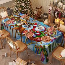 1/20 Stücke Weihnachtstischdecke mit Rentier, das den Weihnachtsmann und Geschenkbox Muster zieht, festliche Tischdecke, geeignet für Catering, Partys und Heimdekoration - strapazierfähiges Material, maschinell hergestellt, perfekt als Weihnachtsgeschenk und für Neujahrsfeiern, Weihnachtstischdekoration, Weihnachtsdekoration - Verschiedenfarbig - Übersicht 7