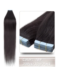 Tape In Hair Extensions Human Hair 20pcs/Pack Remy Straight Invisible Tape Adhesive Hair Extensions Suitable For All People Halloween Costumes - S1B - View 13