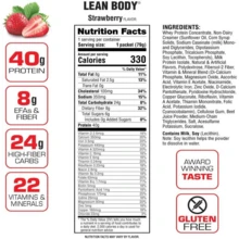 Labrada Nutrition Lean Body Hi-Protein Shake, Strawberry, 247-Pound Tub Strawberry PACKAGING MAY VARY - Flavor NameG - 查看 4