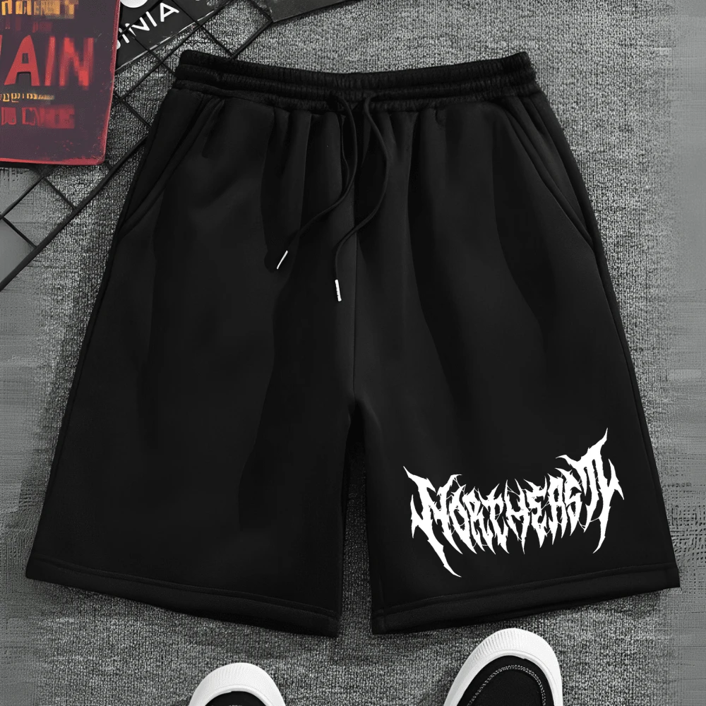 Men's Printed Sweatpants Shorts Northeast Men's Fashion Bermuda Shorts Men's Workout Gym Urban - 黑色 - 查看 1