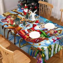 1/20 Stücke Weihnachtstischdecke mit Rentier, das den Weihnachtsmann und Geschenkbox Muster zieht, festliche Tischdecke, geeignet für Catering, Partys und Heimdekoration - strapazierfähiges Material, maschinell hergestellt, perfekt als Weihnachtsgeschenk und für Neujahrsfeiern, Weihnachtstischdekoration, Weihnachtsdekoration - Verschiedenfarbig - Übersicht 11
