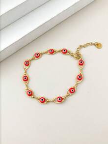 1 Minimalist Retro High-End Navy Blue Eyeball Devil's Eye Tennis Bracelet, Suitable For Holiday Parties And Daily Commuting - one-size - View 4