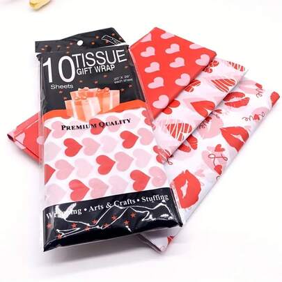 10 hojas/paquete, Papel de seda rojo con diseño de amor para el Día de San Valentín, papel de regalo DIY, papel para scrapbooking, envoltura de ramos de flores, envoltura de ropa, suministros para ramos de flores, papel de regalo, papel de envoltura de flores, decoración para cualquier ocasión
