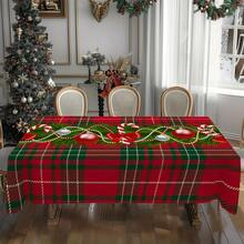 1/20pcs Christmas Tablecloth With Christmas Balls, Candy Canes Pattern Festive Table Cover For Catering, Parties And Home Decoration - Durable Material Tablecloth, Machine Made, Perfect For Christmas Gifts And New Year Celebrations, Christmas Table Decorations, Christmas Decorations - Multicolor - View 8