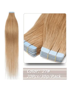 20pcs/30g Seamless Tape-In Hair Extensions, Real Human Straight Hair, Skin-Friendly, Self-Adhesive, Salon Quality, For Women, Suitable For Halloween Costumes - S27 - View 12