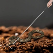 39" Collapsible Snake Hook, Portable Mini Stainless Steel Snake & Reptile Hook, Retractable Catching Snake Handling Tool With Anti Slip Rubber Grip - Black+Silver - View 7