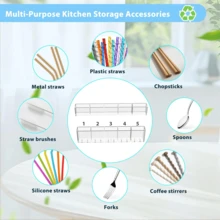 Strohhalter für Schranktür, Acryl Strohhalter-Organizer mit starkem Klebeband, Becher-Strohhalter-Aufbewahrungsbehälter für Schrank, Trinkhalme-Spender für Küchentheke