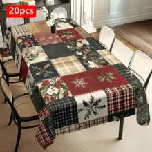 1/20pcs Christmas Tablecloth, Christmas Berries, Geometric Pattern Tablecloth - Easy To Clean Polyester Tabletop Covering - Indoor/Outdoor Holiday Party Decoration - Rectangular Dining Table Suitable For - Festive Dining Table Decoration - Christmas Gift Ideas, Easy To Clean Material, Home Decoration - Multicolor - View 14