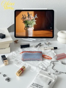 <Color Your Day, Carry Your Essentials>, Mini Mesh Zipper Bag Cosmetic Pouch, Available In Multiple Colors, Convenient Coin Purse Key Holder Card Case Lipstick Bag - Multicolor - View 5