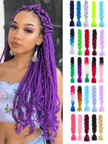 Soft Bubble Braids Hair Extensions 24inch - Colored Braiding Hair High Temperature Synthetic Fiber Jumbo Braiding Hair Extensions For Girl - Multicolor - View 1