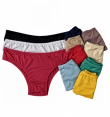 Set Of 10 Comfortable Microfiber Thong Panties With Cotton Lining, Smooth Elastic Waistband, Adult - 查看 3