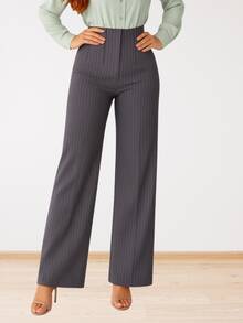 Women Pants - Gray Stripes - View 2