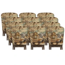 Conjunto de 2/4/6 peças, capas de cadeira de linho estampadas com padrão europeu vintage, adequadas para decoração de casa, sala de estar, sala de jantar, jardim, hotel, eventos de festa, material de poliéster lavável, capas de almofada para assento de cadeira