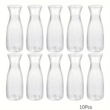 1/5/8/10pcs Plastic Striped Vase Set, Transparent Floral DIY Suitable For Various Bouquets And Decorations, Fit For Tabletop, Wedding, Home, Party, Christmas Floral Decor Home Decor Room Decor Flower Vase Glass Vase - Multicolor - View 12
