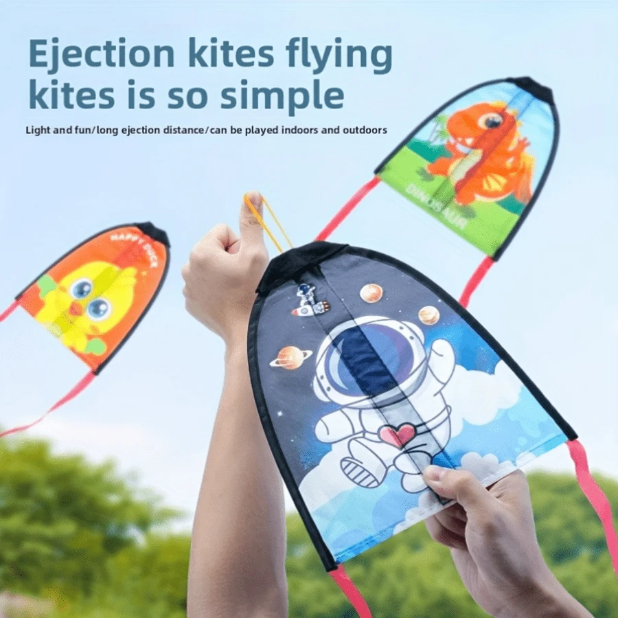 Mini Catapult Kite - Thumb Slingshot Kite Beach Toy Gift, Suitable For Ages 4-9 And 10-14, Easy To Fly, Waterproof Cordless Beach Kite, Small Fun Outdoor Sports Toy, Astronaut Rabbit Dinosaur Cartoon Style
