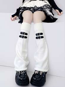 1 Pair Punk Style Leg Garter With Leather Buckle | Thigh High Socks | Black Over-The-Knee Role Play Accessory | Y2K Subculture JK Style | Versatile Loose Socks