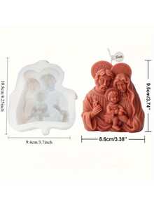 1个3D立体圣母玛利亚、耶稣、约瑟硅胶蜡烛模具 - 易脱模、经久耐用、适用于香薰蜡烛、家居装饰、DIY工艺品 - 耶穌一家人模具 - 查看 8