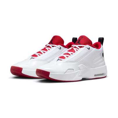  Nike New Shock-Absorbing Durable Supportive Training Men's Basketball Shoes JORDAN MAX AURA 6, Comfortable Minimalist Outdoor Low-Top Basketball Shoes, Fashionable Versatile White & Red Colorway, Must-Have FQ8298-106