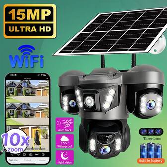 Kamera IP WiFi Solar IP WiFi CCTV 15 MP Podwójny obiektyw Potrójny ekran PTZ Automatyczne śledzenie 6K Monitoring bezpieczeństwa Kamera V380 Pro, zewnętrzna i wewnętrzna kamera bezpieczeństwa WiFi, bezprzewodowa kamera WiFi, kamera IP, kamera PTZ, kamera pierścieniowa, kamera bez monitoringu, kamera CCTV, kamera dla zwierząt domowych, inteligentna zewnętrzna i wewnętrzna kamera monitoringu IP PTZ