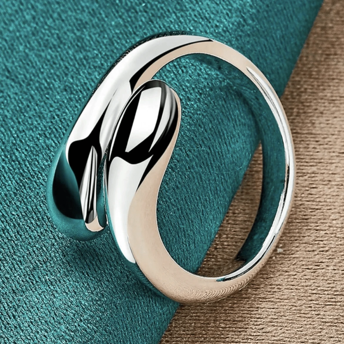 1PCS Sterling Silver Plated Water Drop Adjustable Open Ring For Women Wedding Engagement Fashion Party Charm Jewelry-Vanlentine's Day Mother's Day Gift - 銀色 - 查看 1