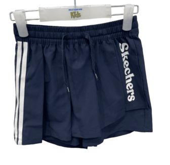 Skechers Shorts deportivos casuales sueltos con cordón en la cintura y rayas con letras para niñas preadolescentes