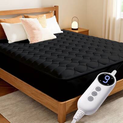 Samebed Funda de colchón eléctrica acolchada - Calentador de cama con apagado automático y bolsillo profundo, lavable a máquina - 9 configuraciones de calor y apagado automático de 1 a 9 horas - Protector de colchón - Tamaño queen/king