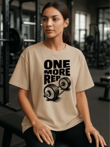 Camiseta Camisetao Feminina Treino Academia 100% Algodão Confortável Ótimo Caimento Plus Size - Bege - Visão 2