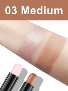 FV Waterproof Highlighter Stick - WarmTone Dual-Ended Highlighter & Contour Stick Brightens Nose Shadows Multi-Functional Contouring Stick Brand Beauty Makeup,Top Choicer Y2K Dreamy Fashion Ideal Pick Birthday & Party Gift Best Color Payoff - #03Medium - 查看 5