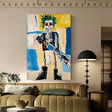 Framed Canvas Poster Print Wall Art 1pc Jean-Michel Basquiat-Inspired Abstract Expressionist Canvas Painting - Modern Neo-Expressionism Wall Art With Bold Black, Green, Red, Blue, Yellow - Ready-To-Hang Wood Frame Decor  - Perfect For Living Room, Office, Cafe - Holiday Gift For Christmas, Easter, New Year , Art Prints Wall Decor, Home Decoration, Contemporary Artwork, Highquality Print,  Artwork, Interior Designers, 2D Flat, Perfect For Room Decor - Framed(Framed(框架)) - 查看 2