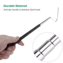 39" Collapsible Snake Hook, Portable Mini Stainless Steel Snake & Reptile Hook, Retractable Catching Snake Handling Tool With Anti Slip Rubber Grip - Black+Silver - View 4