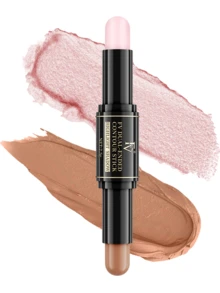 FV Waterproof Highlighter Stick - WarmTone Dual-Ended Highlighter & Contour Stick Brightens Nose Shadows Multi-Functional Contouring Stick Brand Beauty Makeup,Top Choicer Y2K Dreamy Fashion Ideal Pick Birthday & Party Gift Best Color Payoff - #03Medium - 查看 10