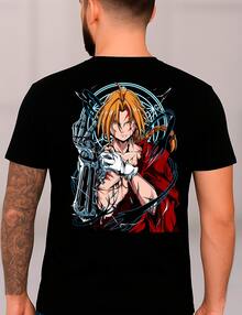 Edward Anime T-Shirt Full Metal Anime Otaku 100% Cotton Unisex Plus Size Japanese Manga - màu đen - Xem 1
