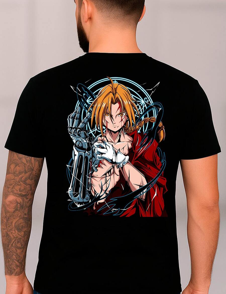 Edward Anime T-Shirt Full Metal Anime Otaku 100% Cotton Unisex Plus Size Japanese Manga - màu đen - Xem 1